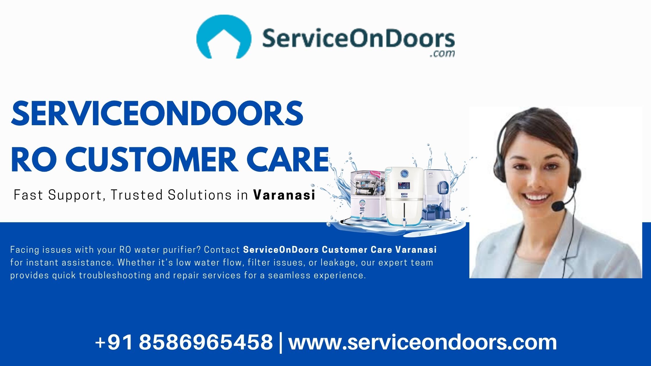 Water Purifier RO Customer Care in Varanasi | 24×7 Support Call: 8586965458  – ServiceOnDoors