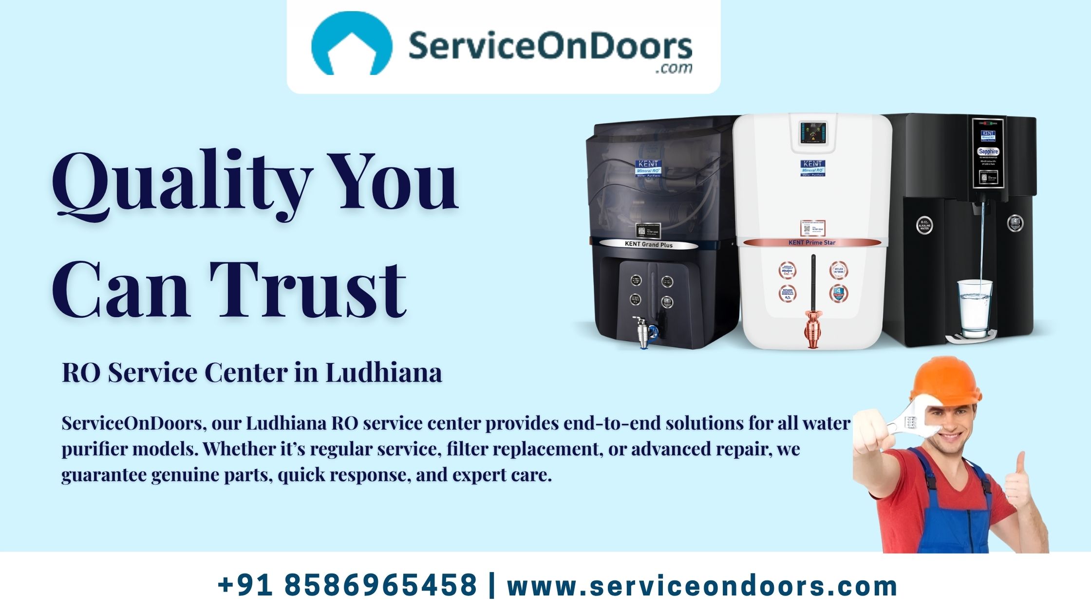 RO Service Center in Ludhiana | Trusted Water Purifier Repair Experts  |  Call: 8586965458 | ServiceOnDoors