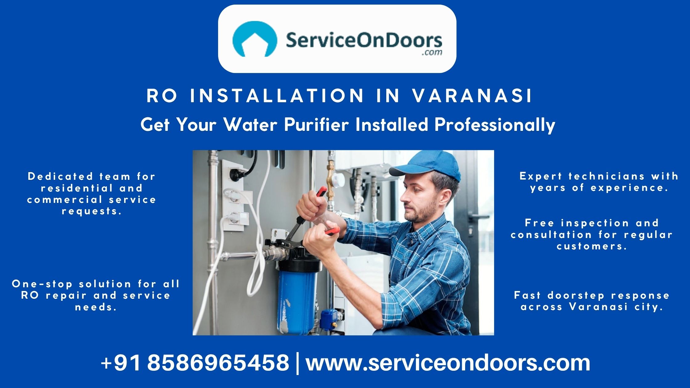 RO  Water Purifier Installation in Varanasi | Call: 8586965458 | ServiceOnDoors Installation Service